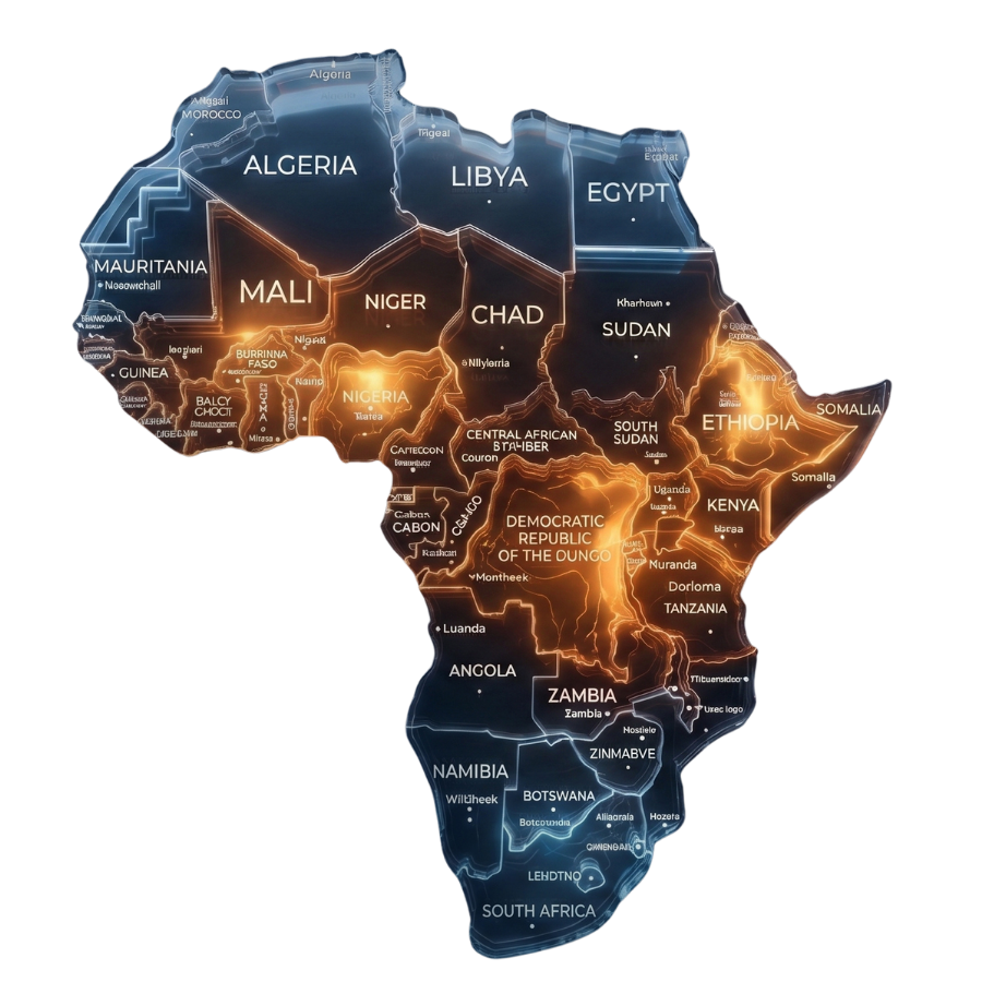 Africa continent showing Tradeable operational regions